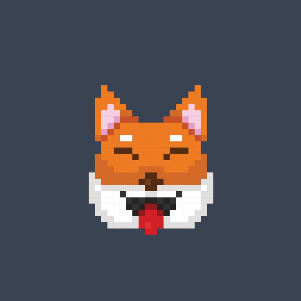 shiba inu hoofd in pixel kunst stijl vector