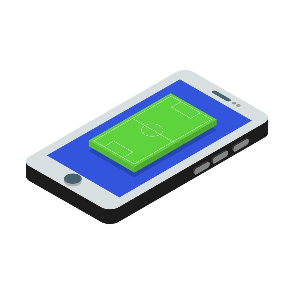 voetbalveld op isometrische smartphone vector