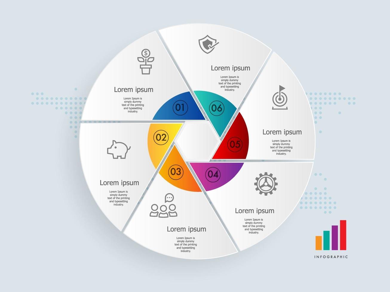 abstracte cirkel infographics presentatie element sjabloon met pictogrammen bedrijfs vector