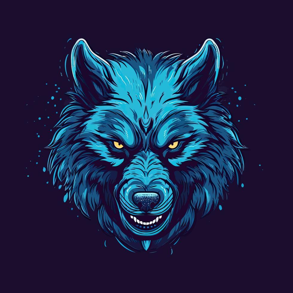 een logo van een boos wolf hoofd, ontworpen in esports illustratie stijl vector