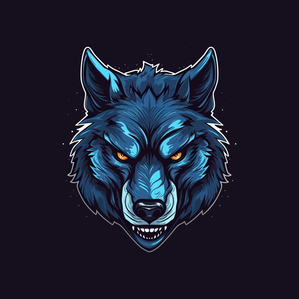 een logo van een boos wolf hoofd, ontworpen in esports illustratie stijl vector