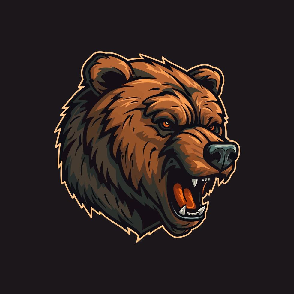 een logo van een boos beer hoofd, ontworpen in esports illustratie stijl vector