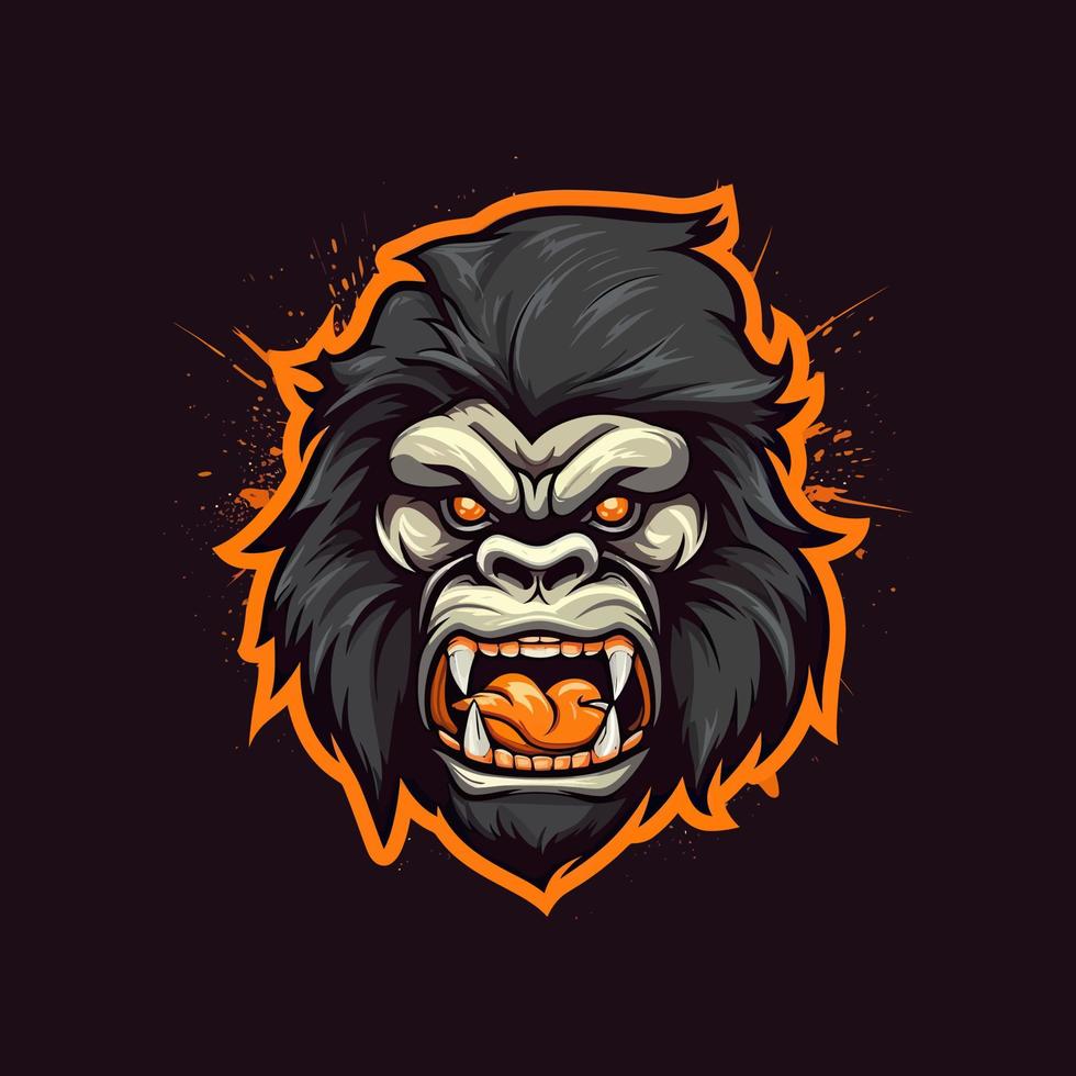 een logo van een boos aap hoofd, ontworpen in esports illustratie stijl vector