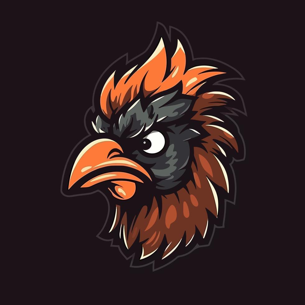 een logo van een haan hoofd, ontworpen in esports illustratie stijl mascotte ontwerp vector