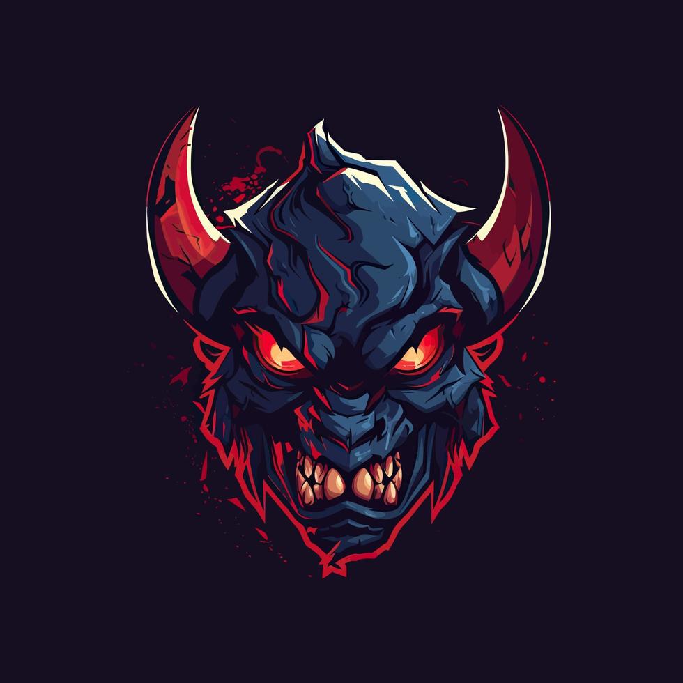 een logo van een boos rood duivel hoofd, ontworpen in esports illustratie stijl vector