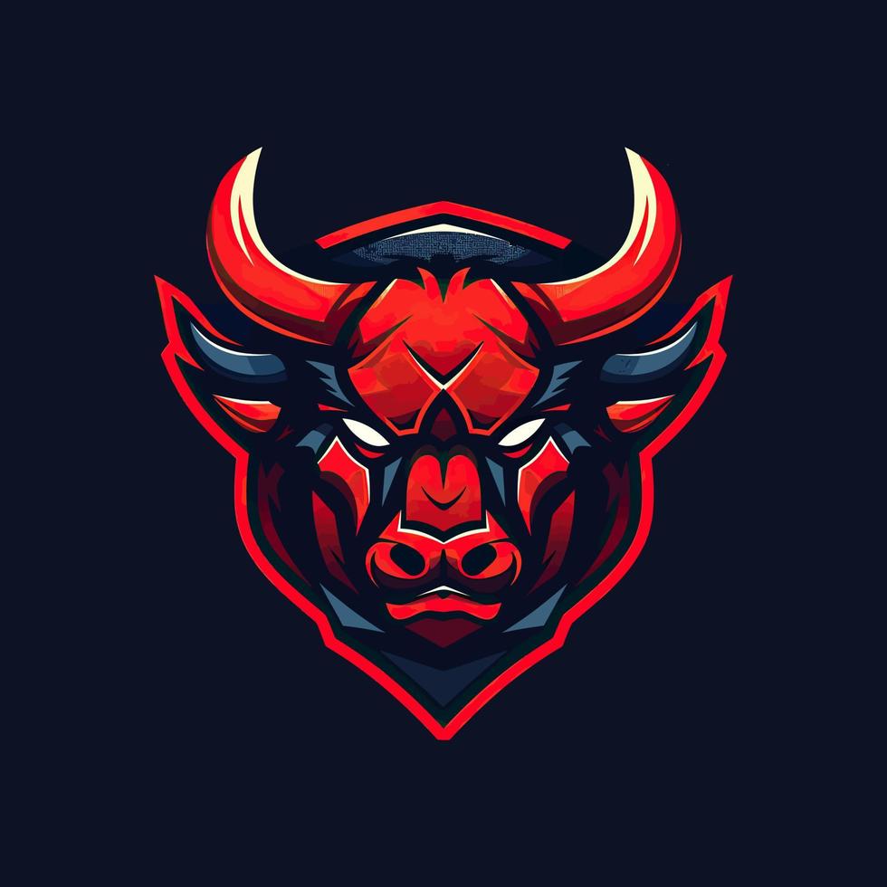 een logo van een boos stier duivel hoofd, ontworpen in esports illustratie stijl vector