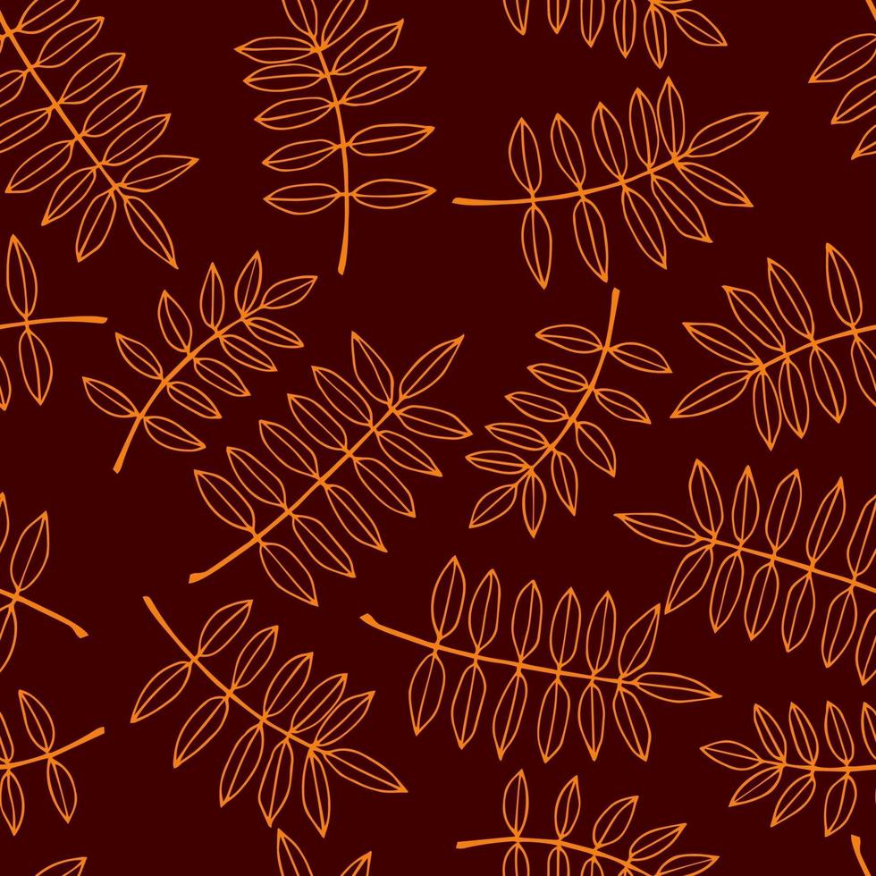 naadloze patroon met herfst rowan bladeren in oranje, beige, bruine kleuren. perfect voor behang, cadeaupapier, tekenvulling, webpagina-achtergrond, herfstwenskaarten. vector