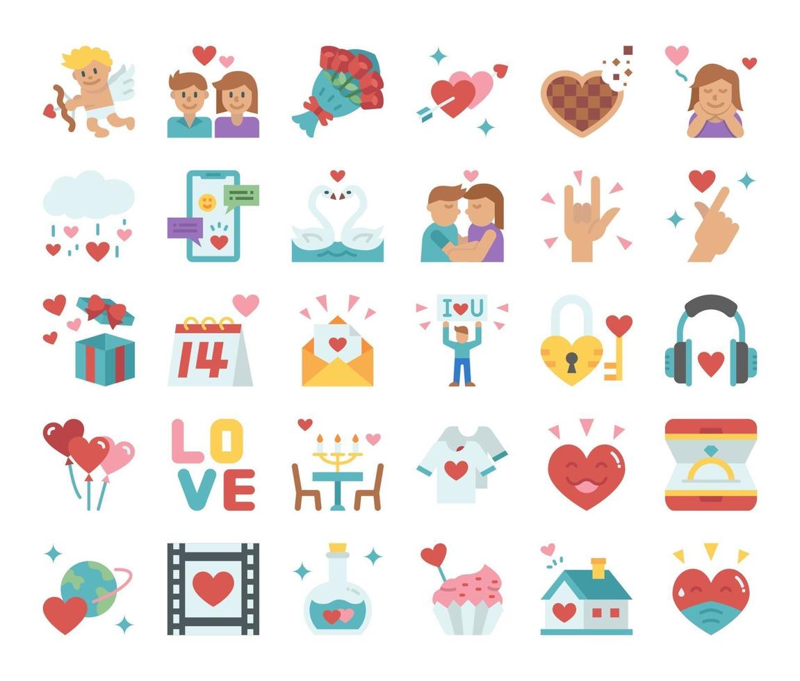 gelukkige Valentijnsdag platte vector iconen