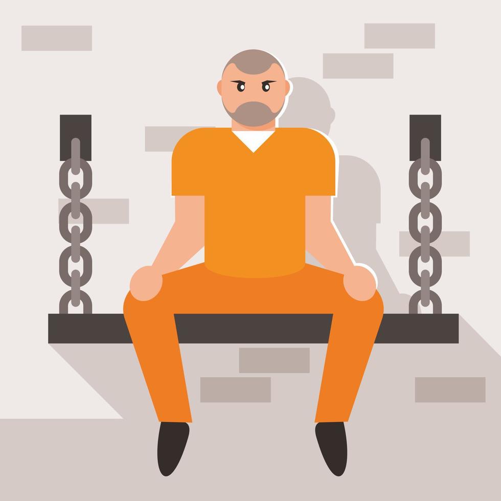 beeld van een Mens op slot in een gevangenis cel vector