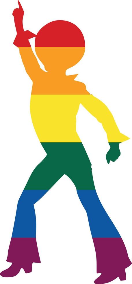 silhouet van een disco danser in lgbt kleuren vector