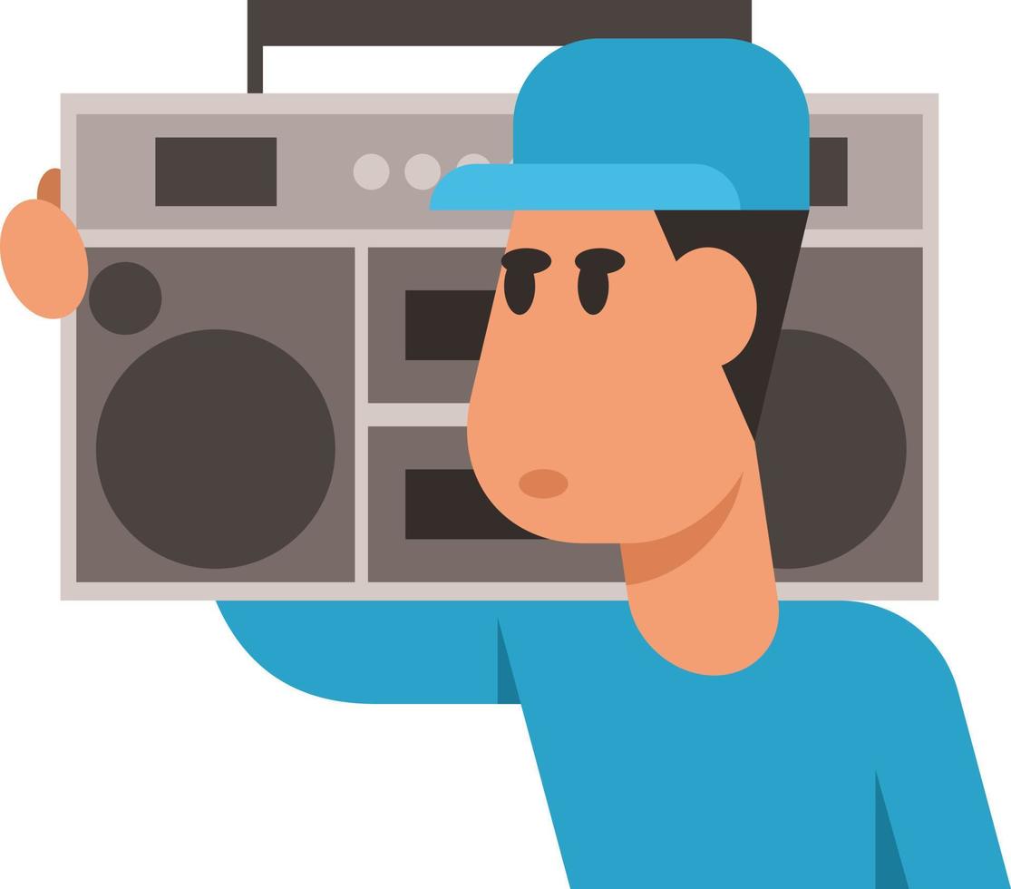 beeld van een Mens draag- een boombox vector