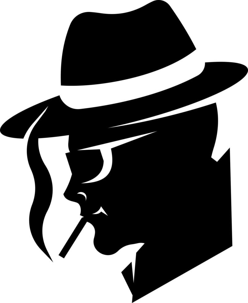 silhouet van een privaat detective of spion vector