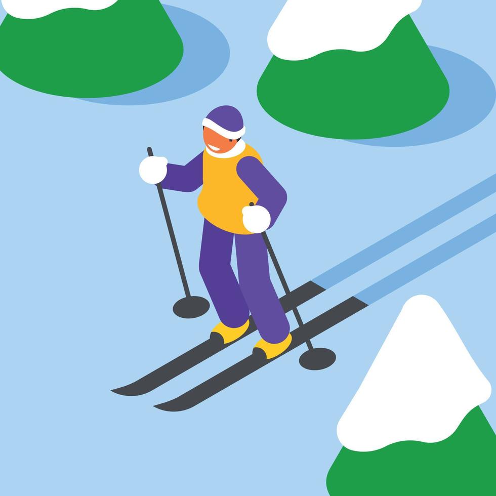 beeld van een skiër Aan de helling vector