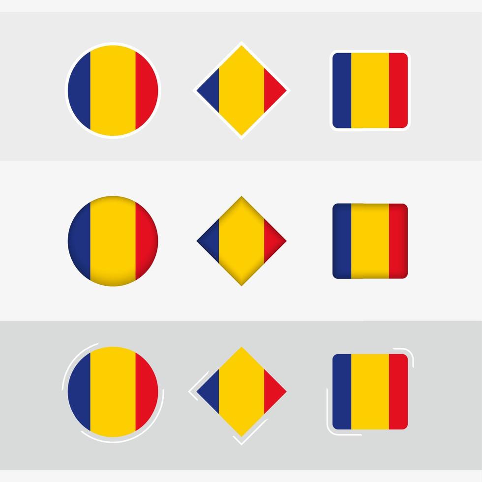 Roemenië vlag pictogrammen set, vector vlag van Roemenië.