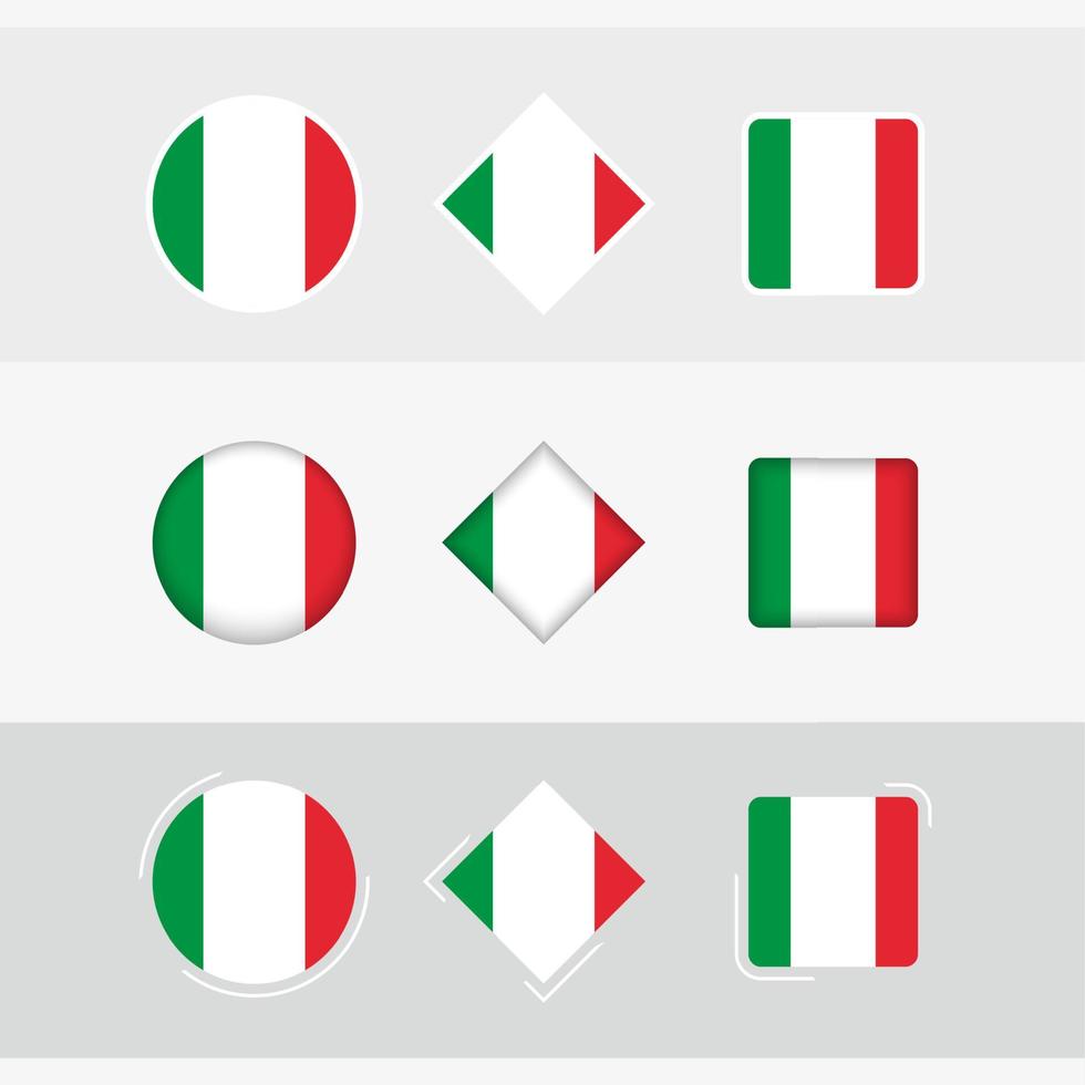 Italië vlag pictogrammen set, vector vlag van Italië.