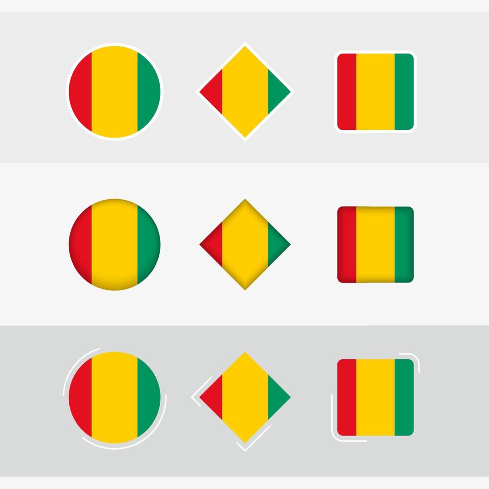 Guinea vlag pictogrammen set, vector vlag van Guinea.