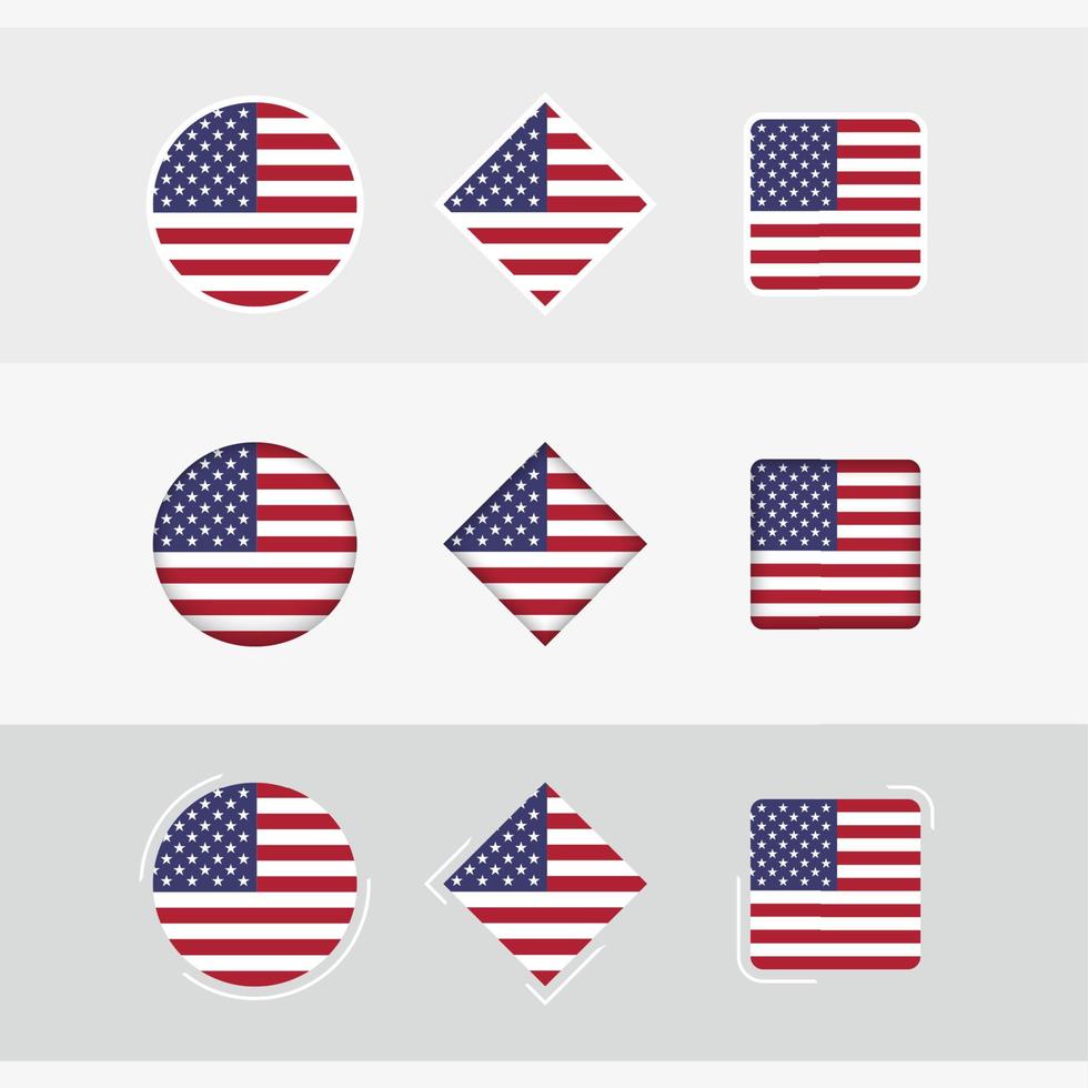 Verenigde Staten van Amerika vlag pictogrammen set, vector vlag van Verenigde Staten van Amerika.