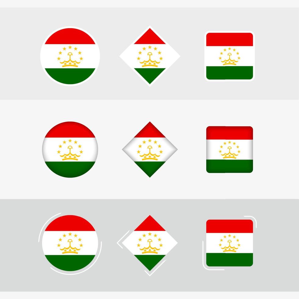 Tadzjikistan vlag pictogrammen set, vector vlag van Tadzjikistan.