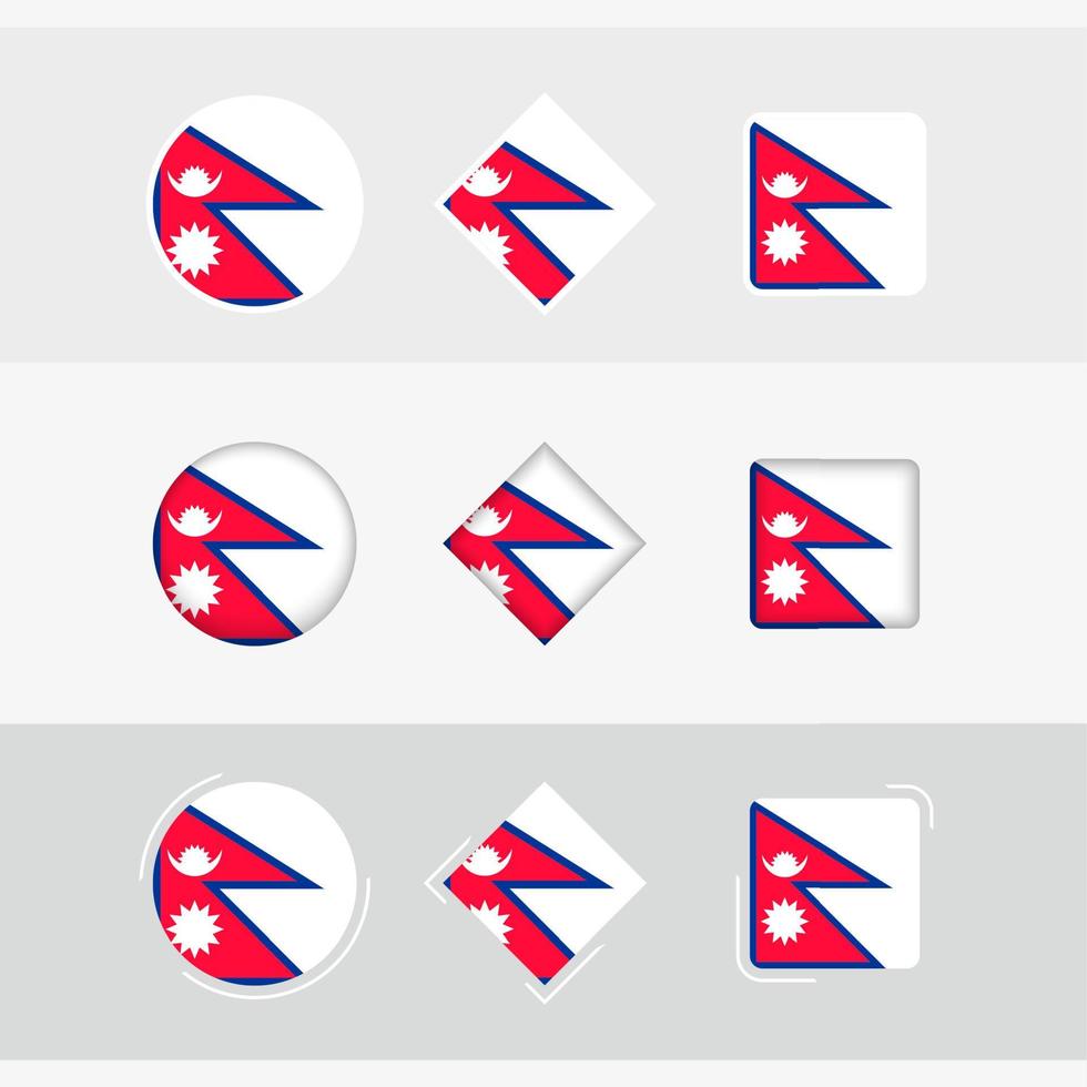 Nepal vlag pictogrammen set, vector vlag van Nepal.