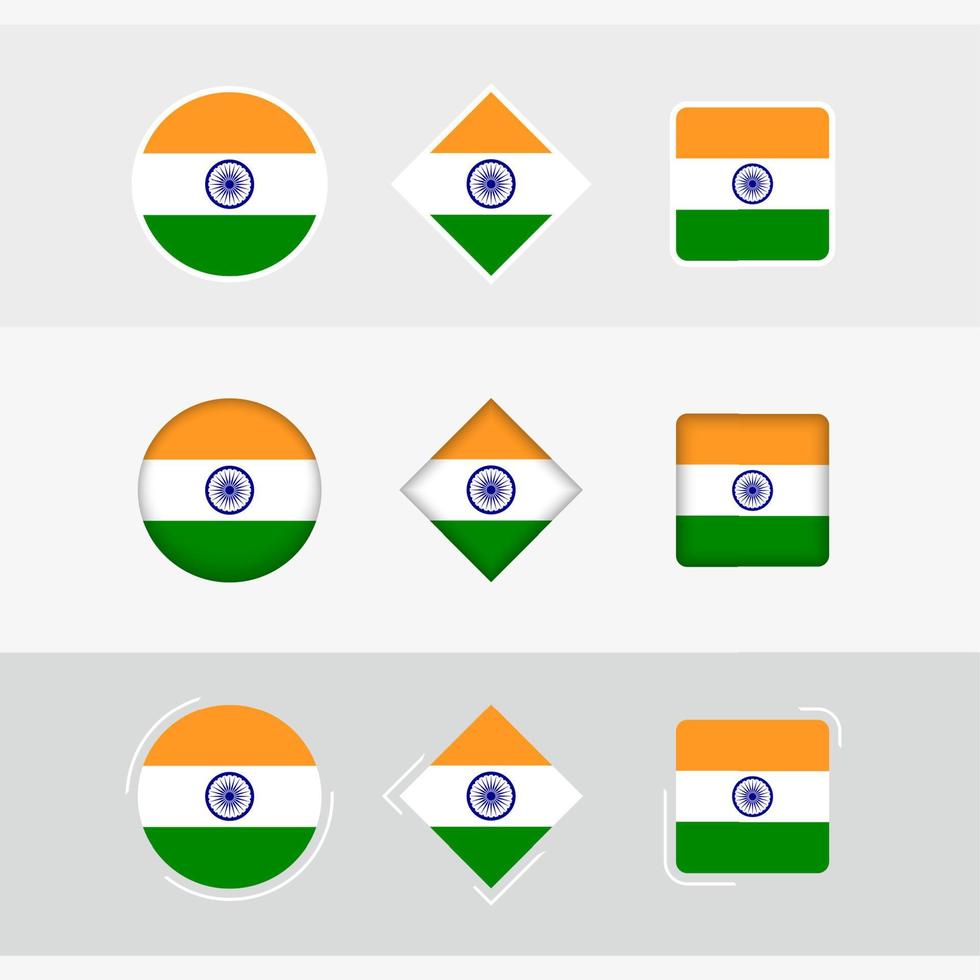 Indië vlag pictogrammen set, vector vlag van Indië.