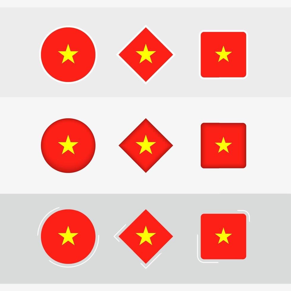 Vietnam vlag pictogrammen set, vector vlag van Vietnam.