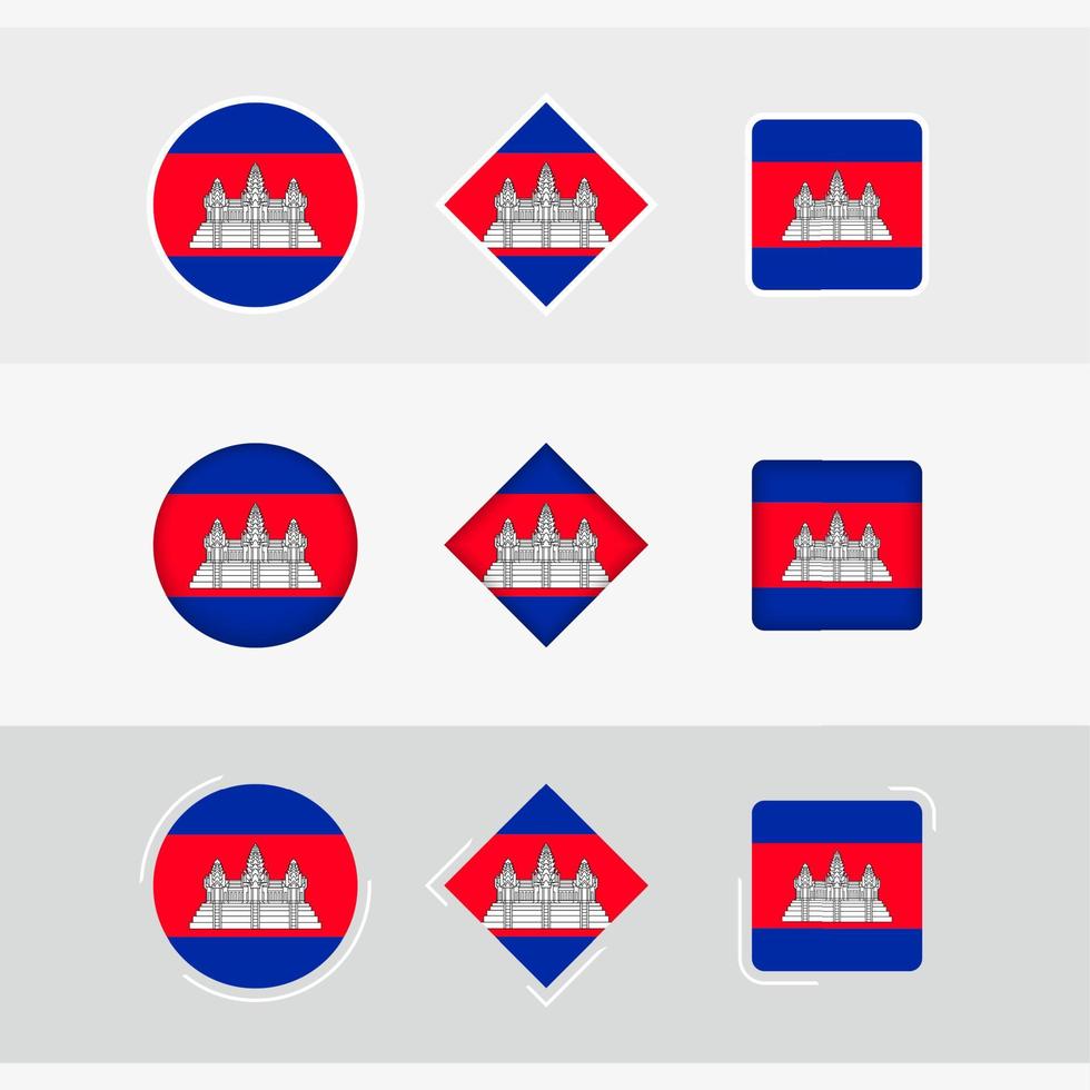 Cambodja vlag pictogrammen set, vector vlag van Cambodja.