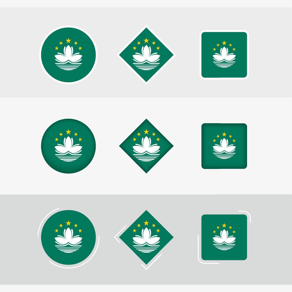 macau vlag pictogrammen set, vector vlag van macao.