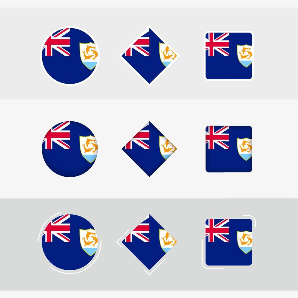 Anguilla vlag pictogrammen set, vector vlag van anguilla.