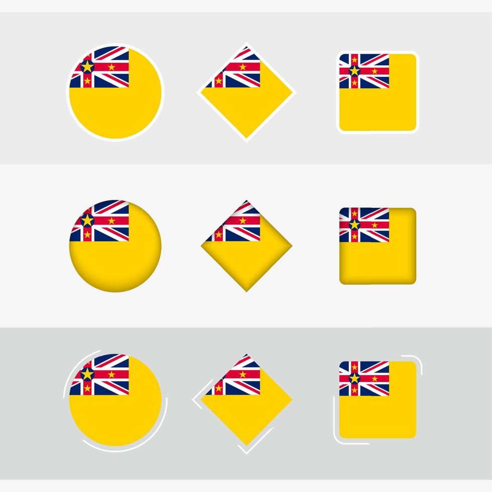 niue vlag pictogrammen set, vector vlag van nee.