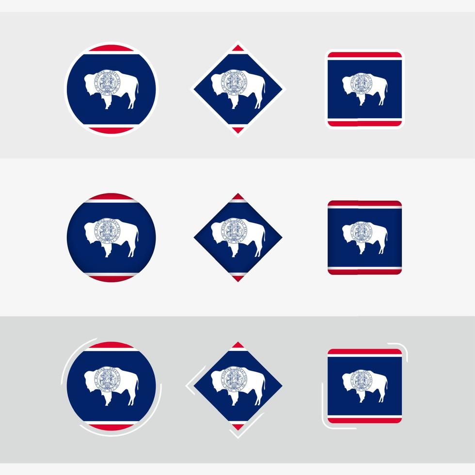 Wyoming vlag pictogrammen set, vector vlag van Wyoming.