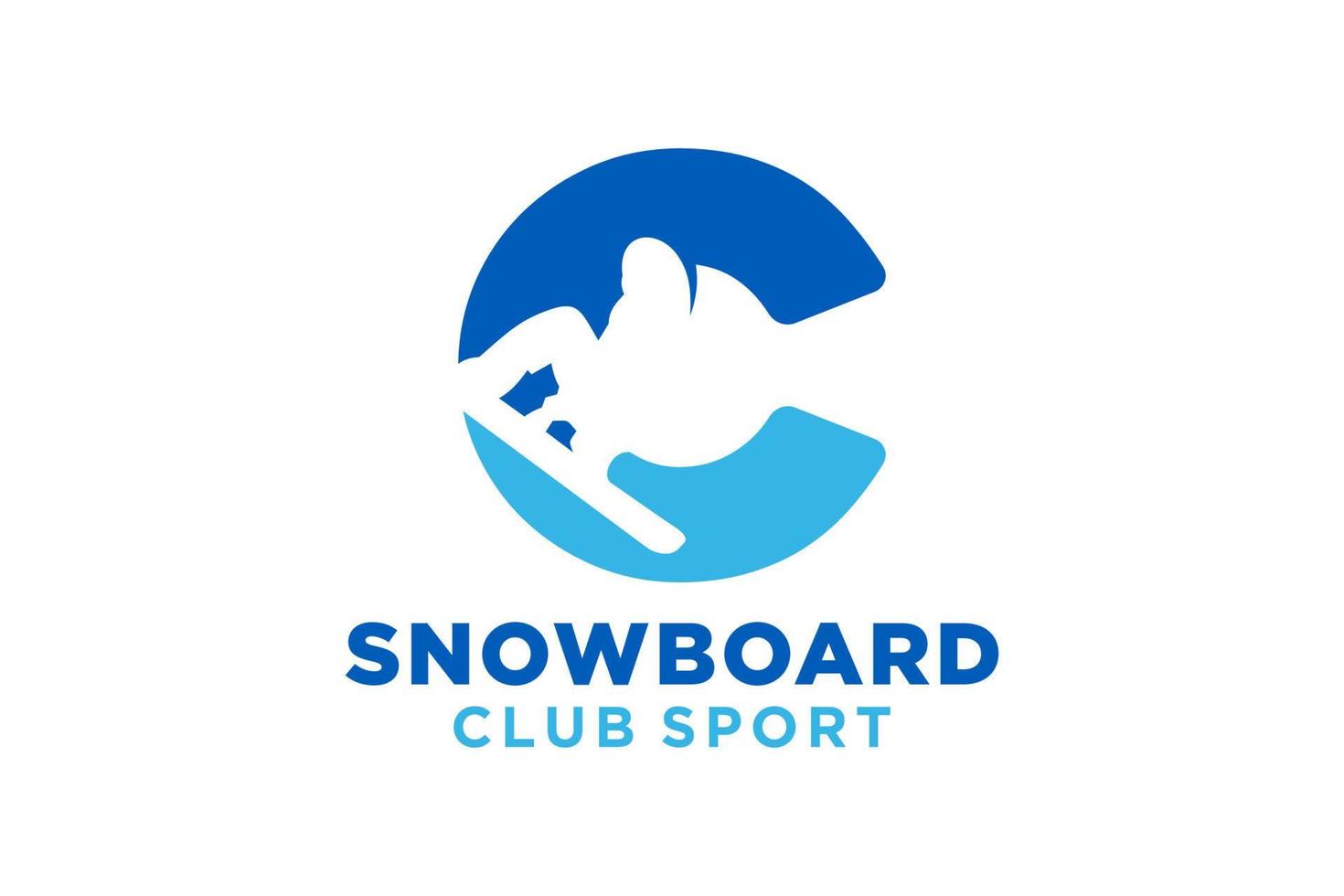 vector initialen brief c met snowboard creatief meetkundig modern logo ontwerp.