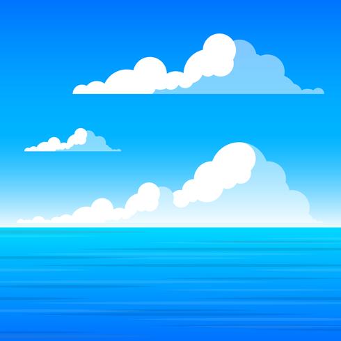 Wolken en Overzeese Grafische de Illustratie Vectorachtergrond van het Landschap vector