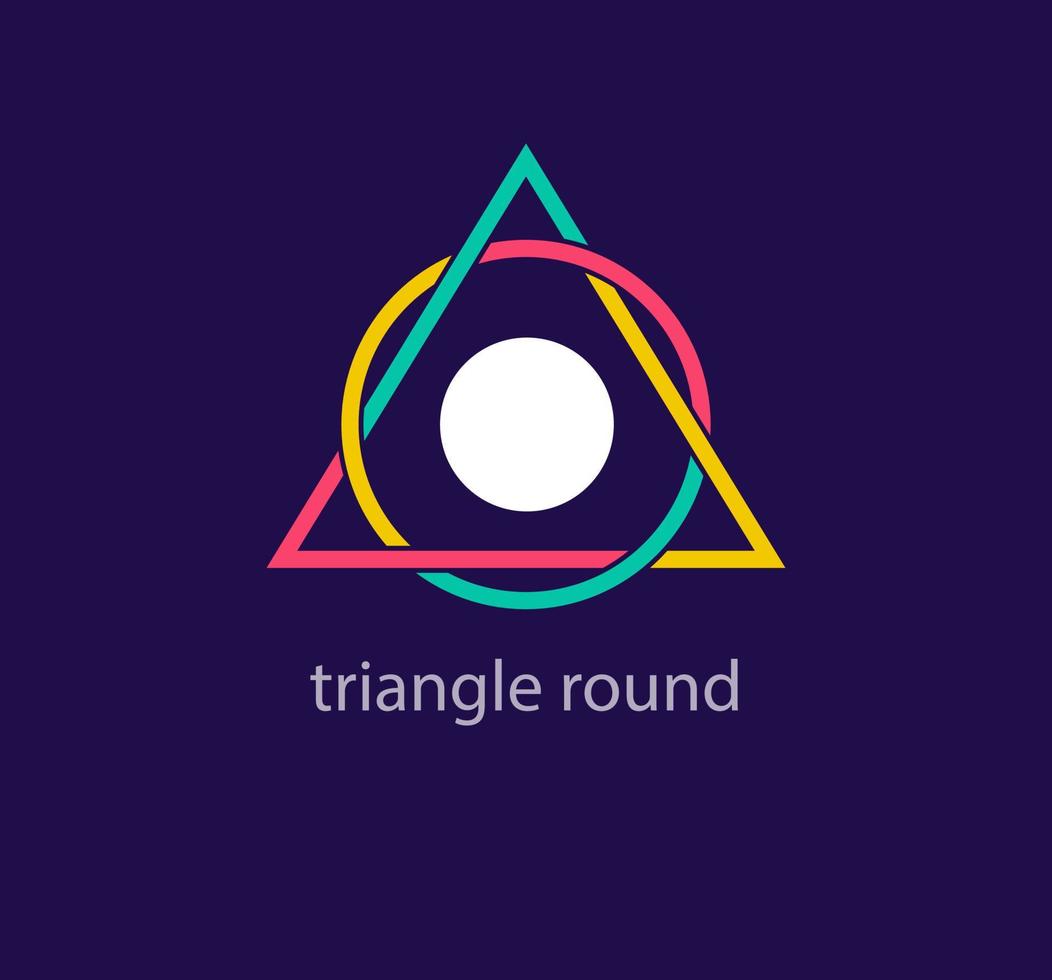 driehoek en met elkaar verweven ronde logo. uniek kleur overgangen. meetkundig creatief logo sjabloon. vector