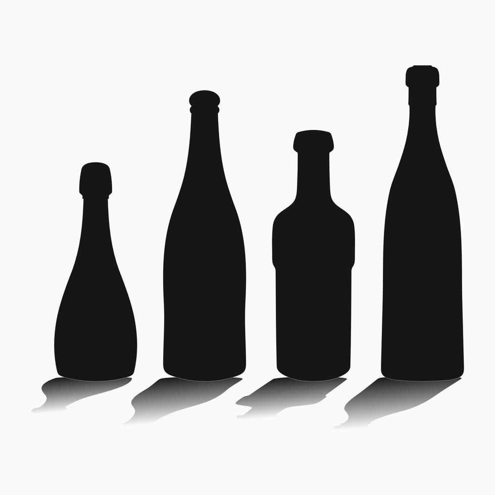 vorm van silhouet van fles voor alcohol, bier, kwas, wateren. schets van een houder voor opslaan vloeistof vector