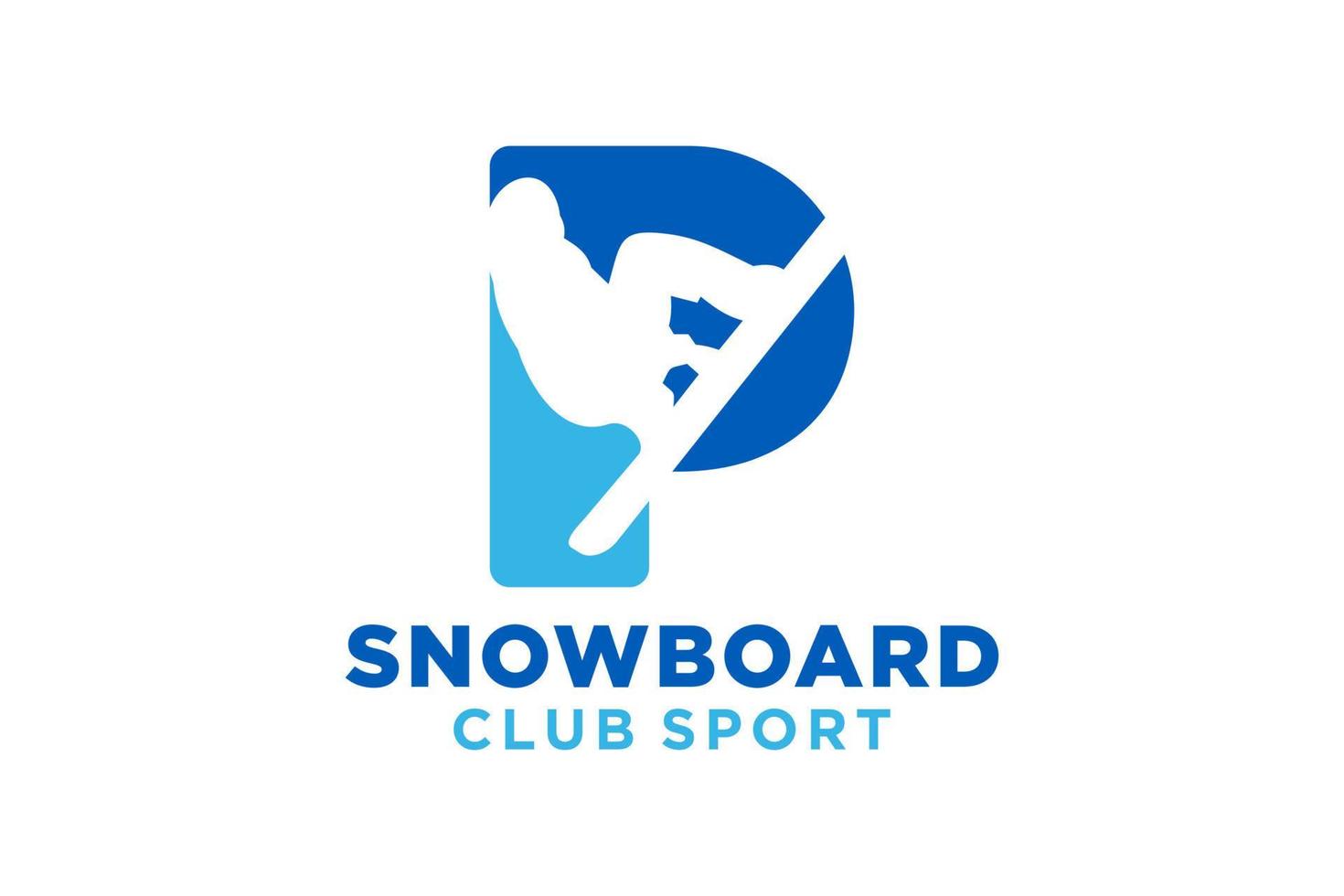 vector initialen brief p met snowboard creatief meetkundig modern logo ontwerp.