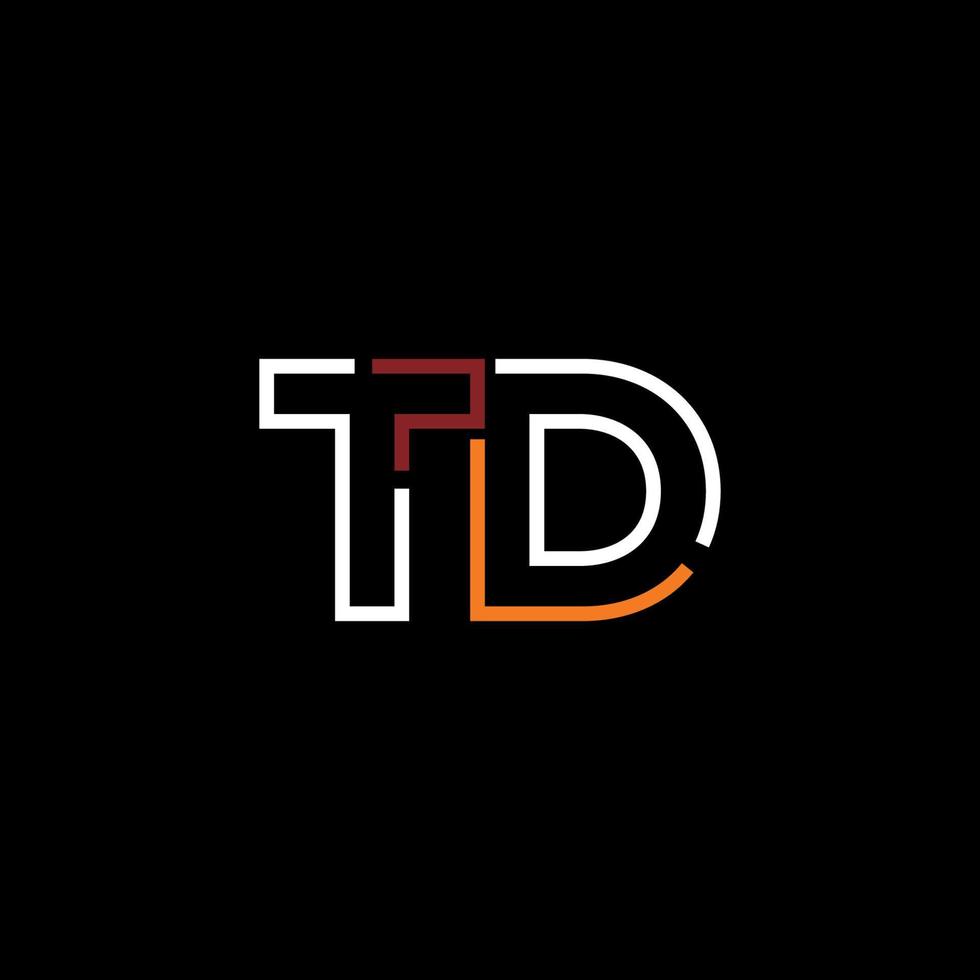 abstract brief td logo ontwerp met lijn verbinding voor technologie en digitaal bedrijf bedrijf. vector