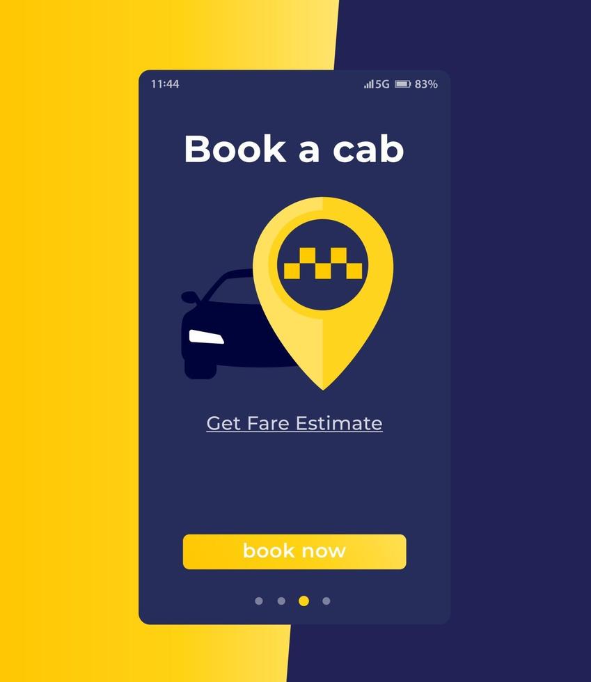 boek een taxi-app ui, vector