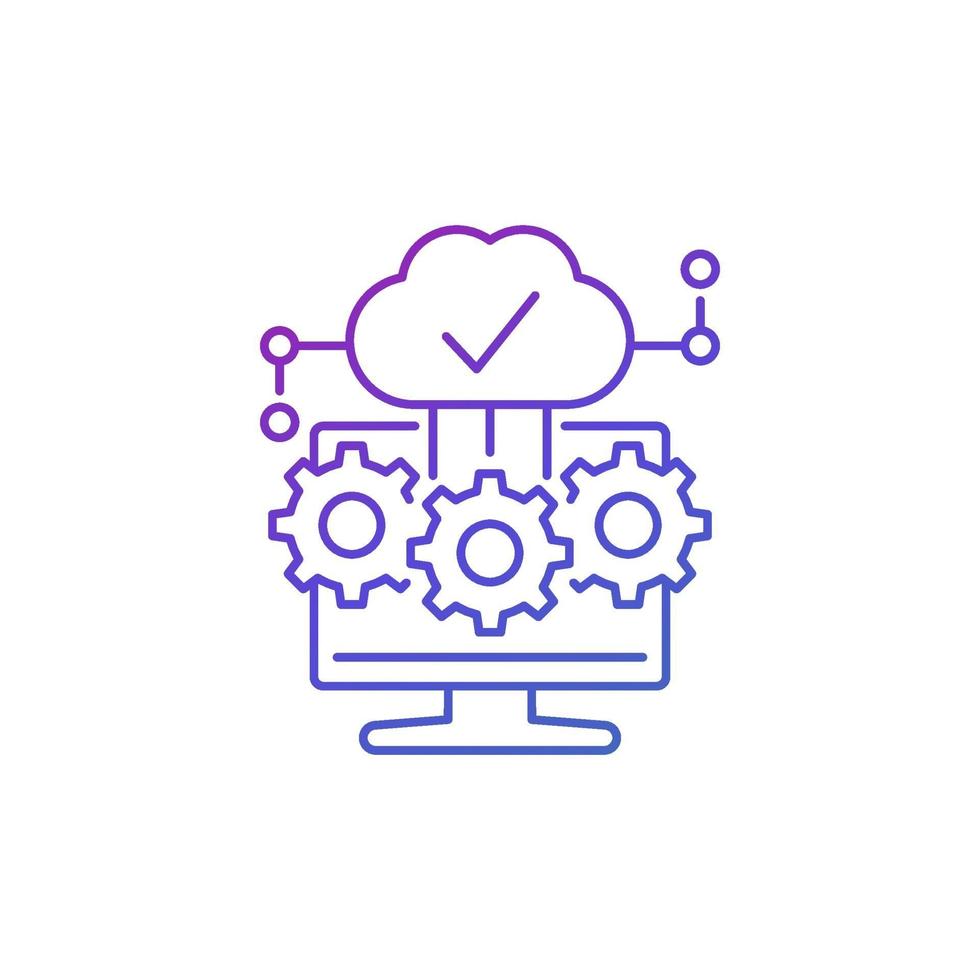 cloud computing-softwarepictogram, dunne lijn vector