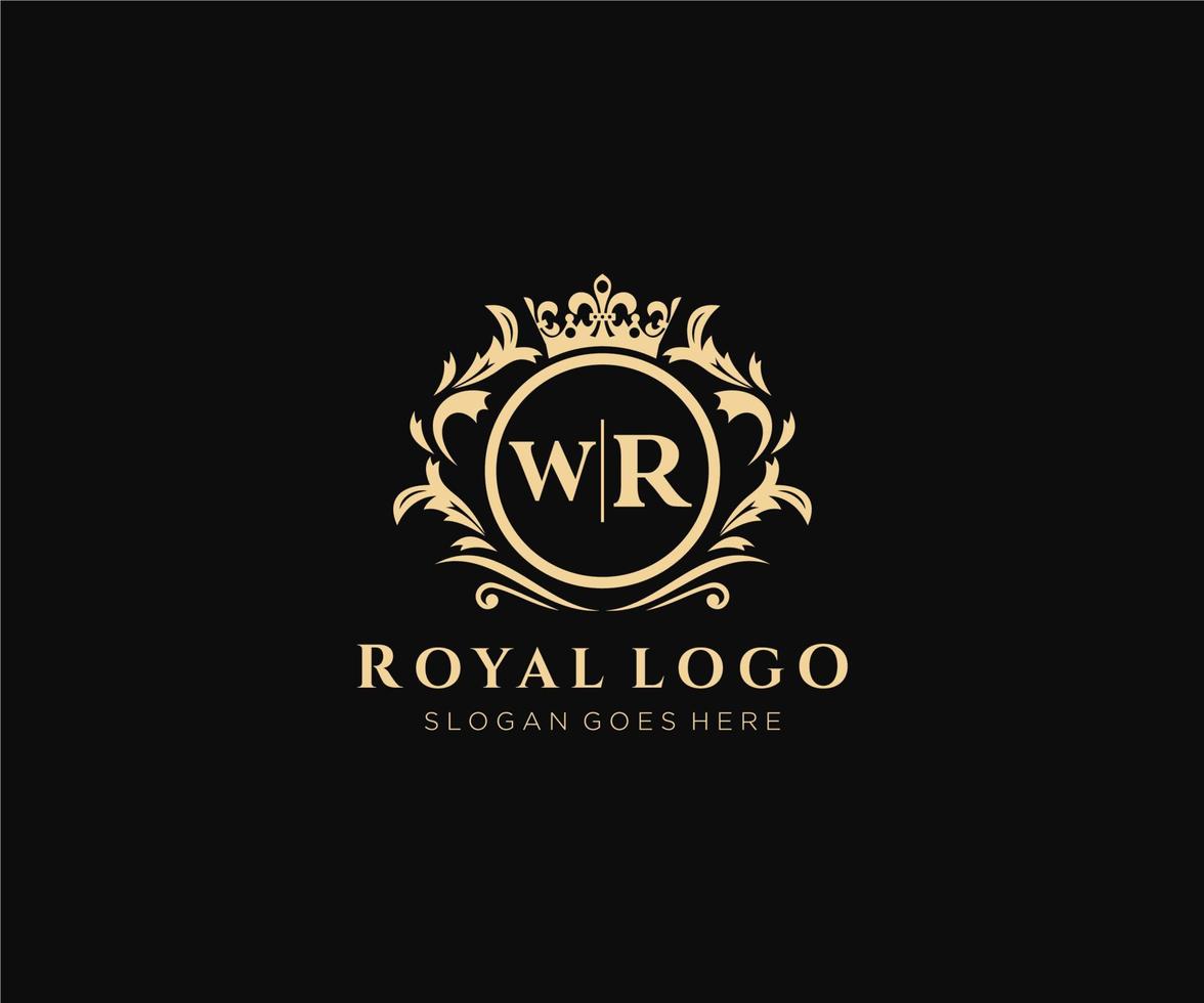 eerste wr brief luxueus merk logo sjabloon, voor restaurant, royalty, boetiek, cafe, hotel, heraldisch, sieraden, mode en andere vector illustratie.