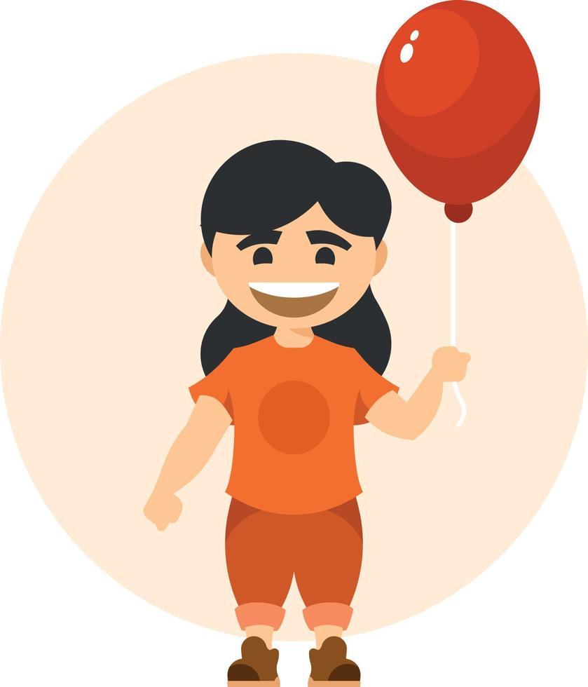 jong meisje Holding een ballon Aan een draad vector