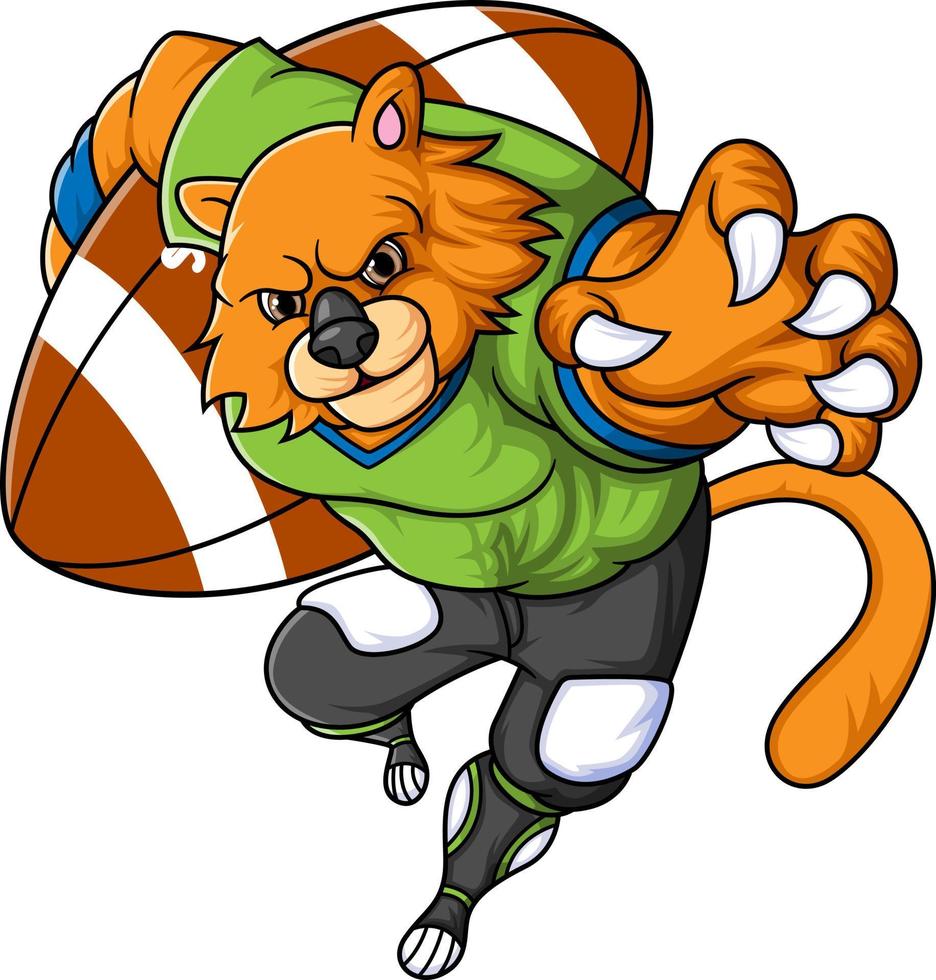 de tijger mascotte van Amerikaans Amerikaans voetbal compleet met speler kleden vector