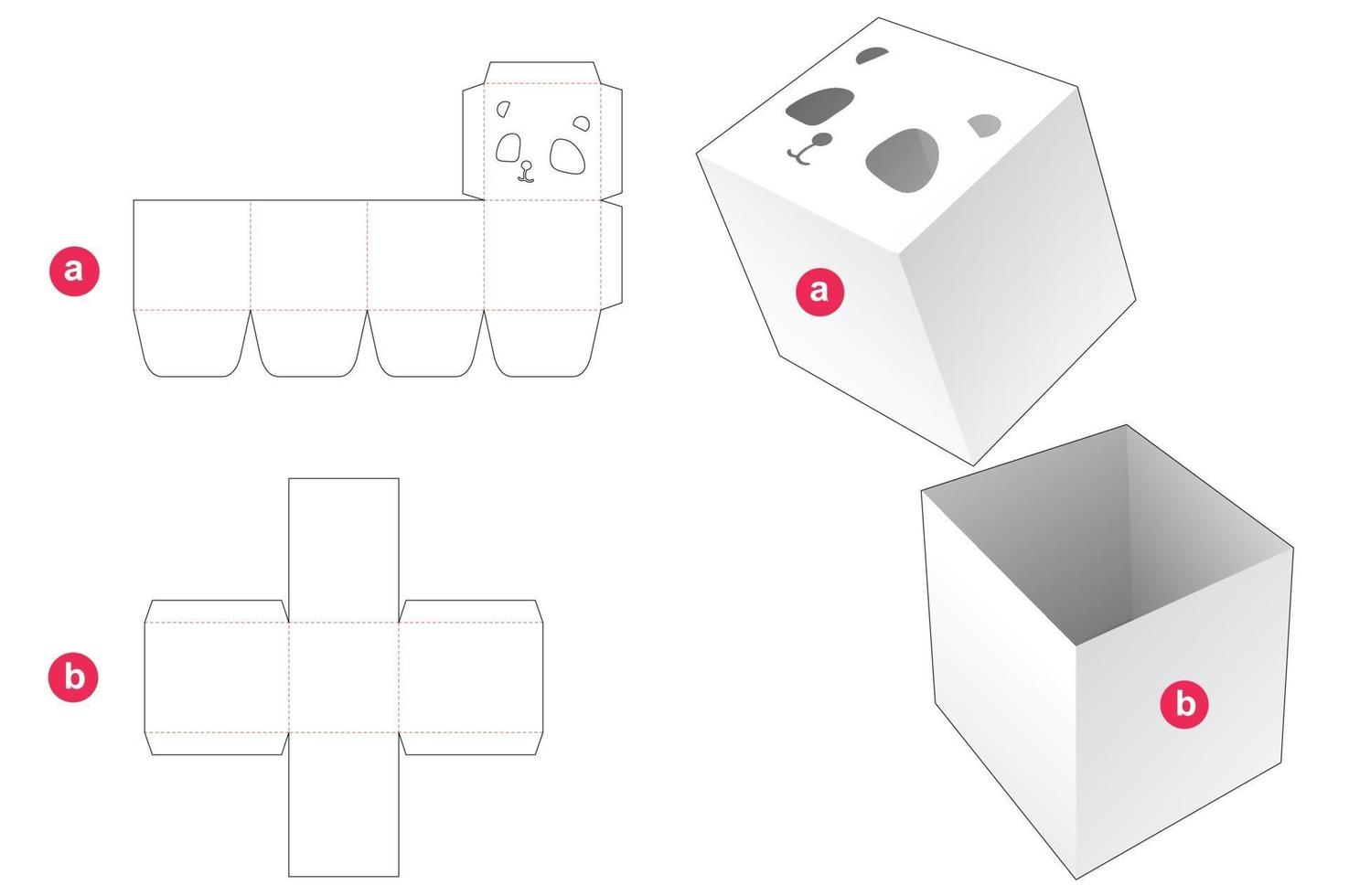 schattige pandadoos met deksel gestanst sjabloon vector