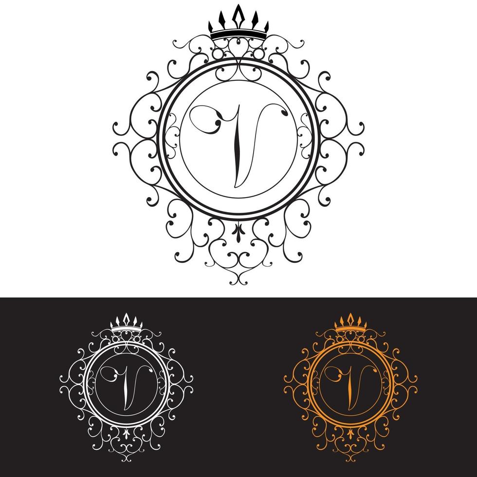 letter v. luxe logo sjabloon bloeit kalligrafische elegante ornamentlijnen, vectorillustratie vector