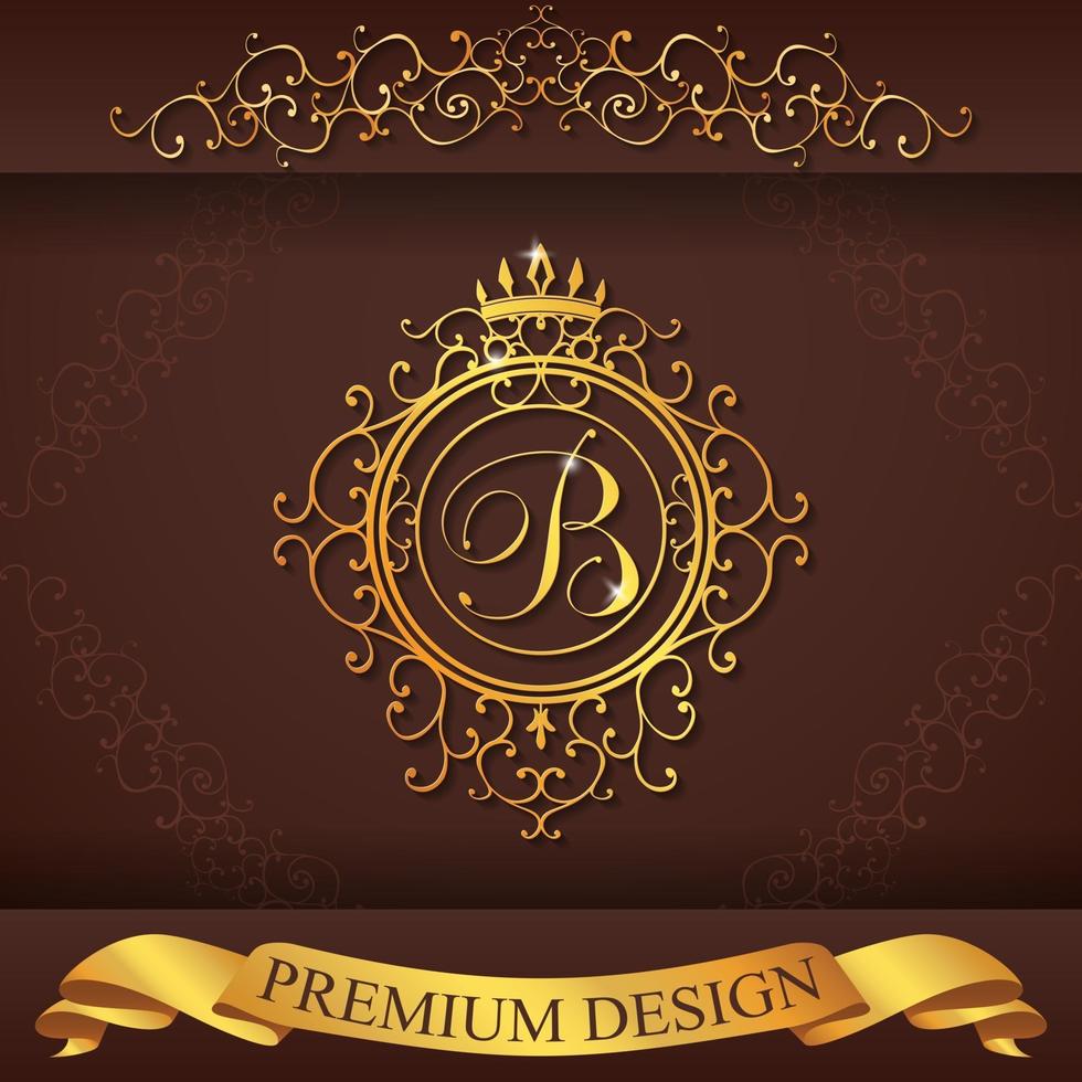 heraldisch alfabet goud premium design b vector