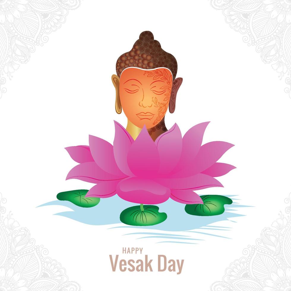 Boeddha Aan lotus bloem groet kaart Aan gelukkig vesak dag achtergrond vector