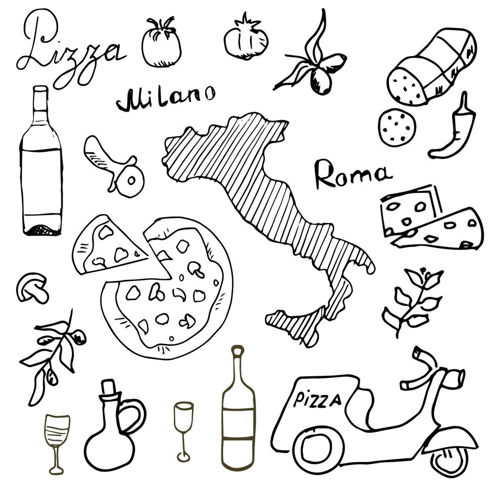 doodles italië cruisepapier vector