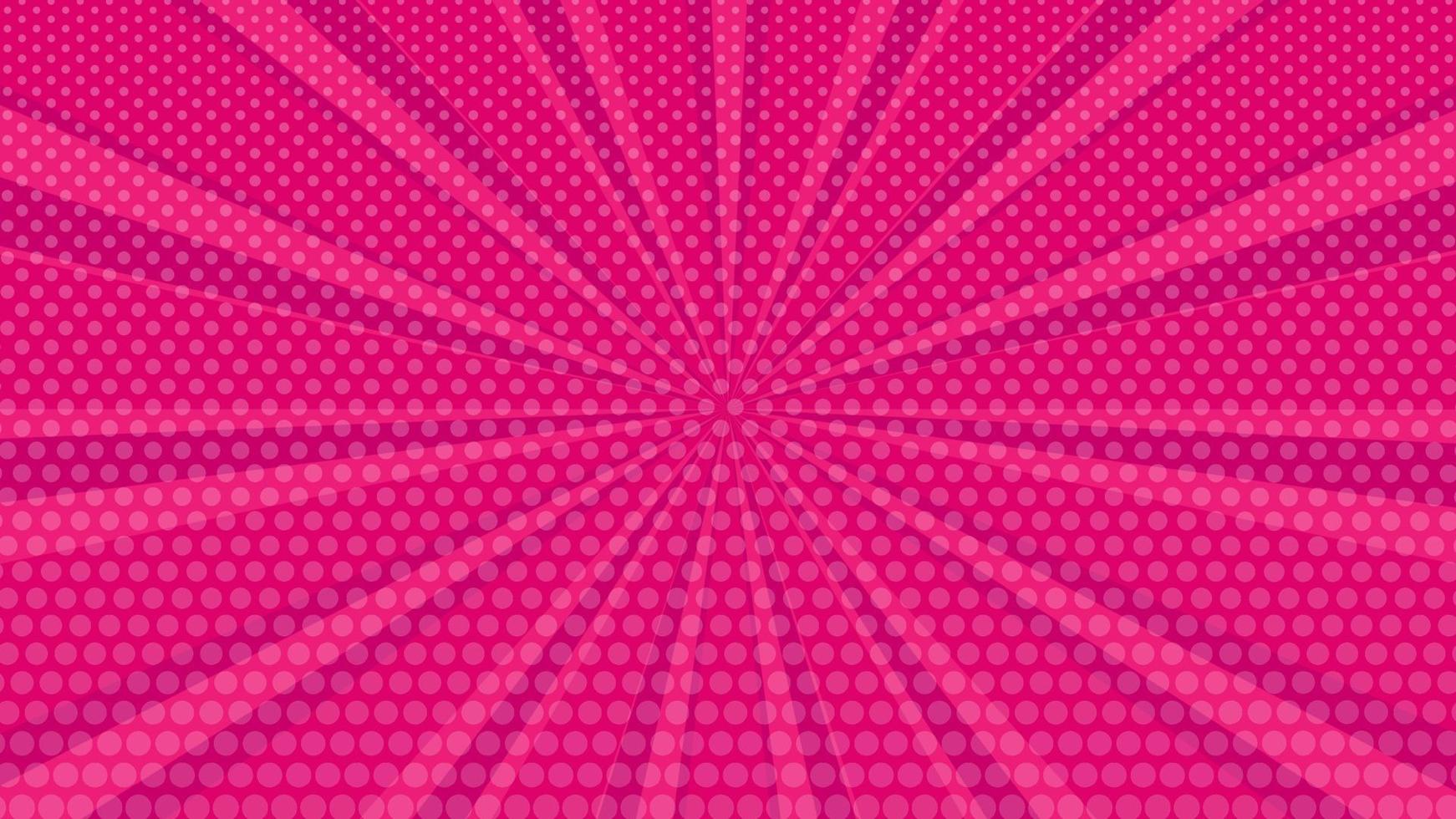 roze grappig boek bladzijde achtergrond in knal kunst stijl met leeg ruimte. sjabloon met stralen, dots en halftone effect textuur. vector illustratie