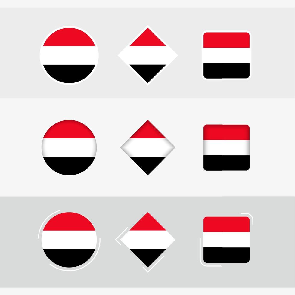 Jemen vlag pictogrammen set, vector vlag van Jemen.