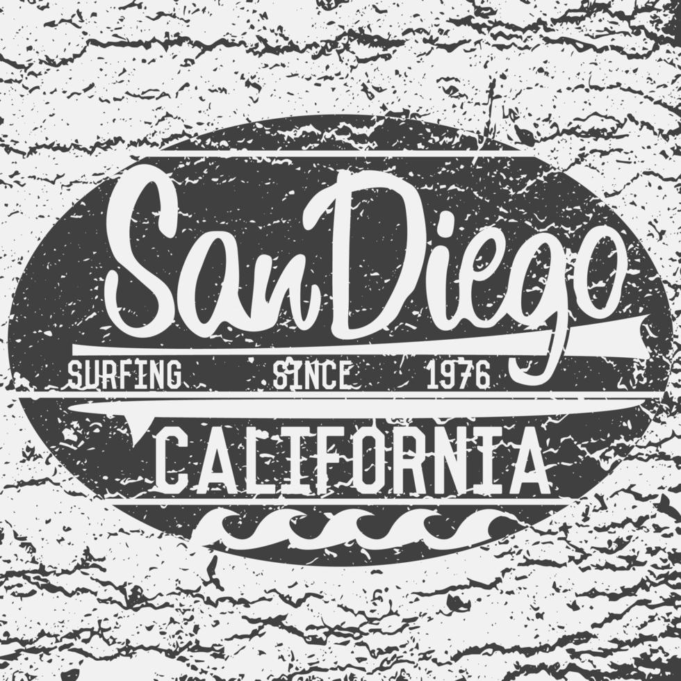 t-shirt afdrukken ontwerp, typografie graphics zomer vector illustratie badge applique label california san diego surf teken