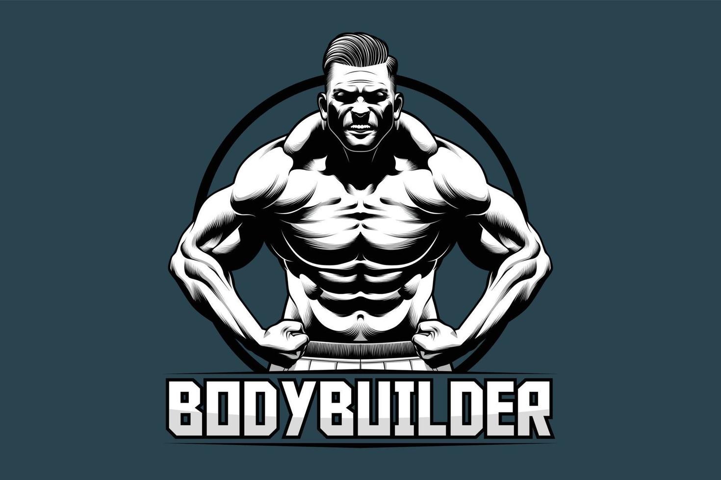 bodybuilder buigen zijn gespierd lichaam vector